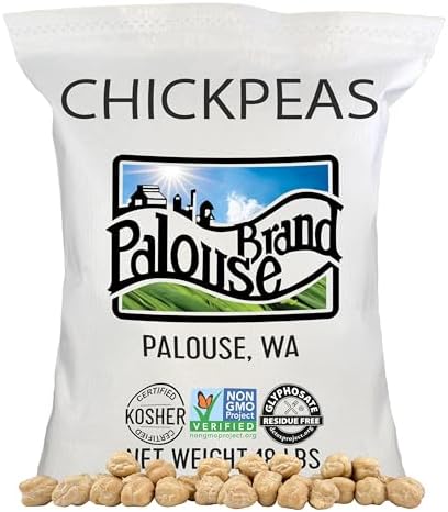 Palouse Brand Certified Glyphosate Residue Free Chickpeas | Garbanzo Beans | 18 lbs | Family Farmed in Washington State | Non-GMO Project Verified | Kosher Parve | USA Grown | Field Traced