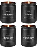 Scented Candles Set | Men Candle Set, Scented Candles for Home, Gifts for Men Aromatherapy Gift Set - 4 Pack Manly Gifts for Dad Fathers Day, Soy Candle of Leather/Smoke & Vanilla/Oak/Lavender
