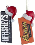 HERSHEY'S™ CANDY BAR WITH SANTA HAT ORNAMENT - 2 ASSORTED: HERSHEY'S™ AND REESE'S