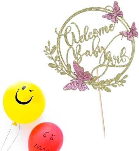 Kaoenla Welcome Baby Girl Cake Topper-Baby Shower Cake Decor for Girls Baby Shower First Birthday Gender Reveals Party(Welcome baby girl 3)