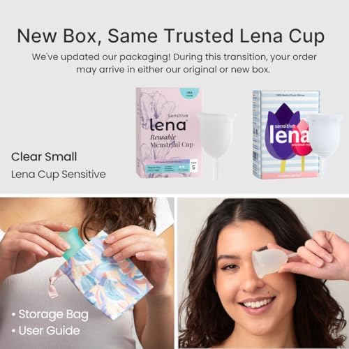 Lena Sensitive Menstrual Cup - Ultra Soft Medical-Grade Silicone Period Cups for Women, Beginner-Friendly, Reusable and Comfortable 12-Hour Leak-Free Protection & Feminine Care - Small, Clear
