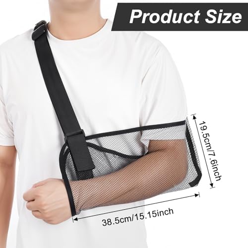 Arm Sling for Shoulder Injury, Adjustable Mesh Breathable Shower Immobilizer for Left Right Arm, Elbow Wrist Support for Men Women