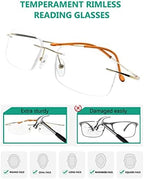 Eyekepper Titanium Rimless Reading Glasses Readers Men Women Gold +1.75