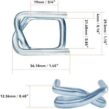3/4" Galvanized Banding Strapping Metal Wire Buckle for Packaging Pallet Polypropylene Poly Woven Composite Cord Strap Nylon Band (100 Pcs)