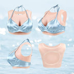 Realistic Silicone Breastplate Round Collar Fake Boobs B-G Cup for Crossdressers Drag Queen Mastectomy Transgender