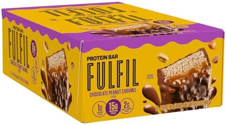 FULFIL Protein Snack Bars, Chocolate Peanut Caramel Flavored, Gluten Free with 15g Protein, Pantry Staples, 12 Count
