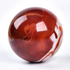 JIC Gem Large Red Agate Crystal Ball 4 inch(100mm) Round Healing Crystals Decorative Sphere with Wooden Stand Meditation Witchcraft Home Decor