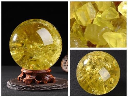 Yellow Crystal Ball raw Stone Ornaments Home Office Gift Yellow Crystal Ball Ornaments,50~60mm