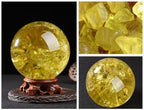 Yellow Crystal Ball raw Stone Ornaments Home Office Gift Yellow Crystal Ball Ornaments,50~60mm