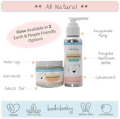 Kids All Natural Fluoride Free Toothpaste – SLS Free Toothpaste with Xylitol, Vegan Gluten Free, Glass Jar Zero Waste Teeth Paste (Orange)