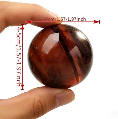 Natural Stone Crystal Sphere Feng Shui Home Decoration Ball Positive Energy Scrying Orb for Meditation Tool for Spiritual Space Purification Globe Diameter 4-5cm Red Tiger's Eye Sphere