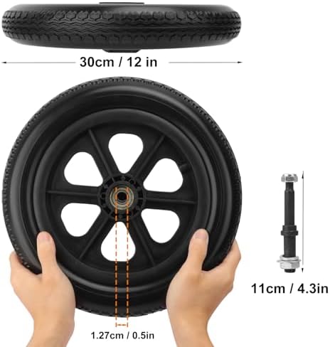 Premium Caster Wheel (2-pack) – 12 Inch Wheelchair Wheel, Plastic Spoked Wheel Replacement for Manual Wheelchairs – Sturdy Hard Rubber Tire & Mobility Aid Accessories