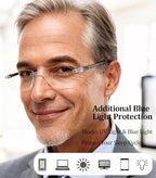 3 Pairs Rimless Reading Glasses Clear Frameless Computer Readers Lightweight Blue Light Blocking for Women/Men