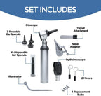 Zyrev Otoscope Oph Diagnostic Set - 34 Piece Medical and Nursing Student Otoscope/Opthalmoscope Kit - with Leather Case for Educational and Professional Settings (Advanced)