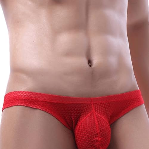 Men's Sexy Jockstrap Underwear Thong Mesh Bikini Briefs with Enhancing Pouch See through Underpants Low Rise Panty
