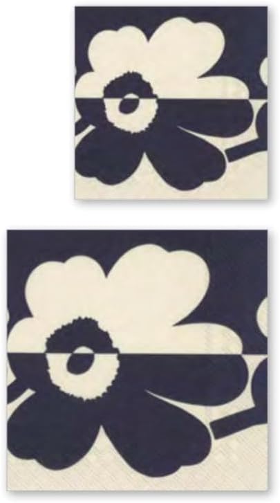 IHR Ideal Home Range Cocktail Napkins Marimekko Disposable 3-Ply Paper Party Napkin Pack, 5" x 5", Suur Unikko Linen Blue, 20-Count