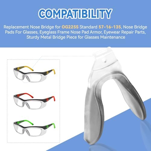Replacement Nose Bridge for OG225S Standard 57-16-135, Safety Glasses Nose Piece, Eyeglass Nose Pad Replacement Part Safety Glasses Nose Piece Replacement, Nose Bridge Pads For Glasses