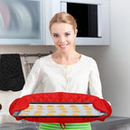 TecUnite 4 Pcs Double Oven Mitt Double Chef Kitchen Cooking Heat Resistant Gloves Potholders Modern Oven Gloves Cotton Black Blue Red Gray Kitchen Oven Mitts Set for Home Cooking