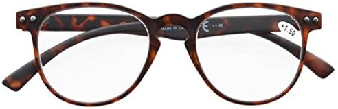 Eyekepper 4-Pack Round Full Coverage Ultrathin Flex Frame Reading Glasses Readers Tortoise +3.5