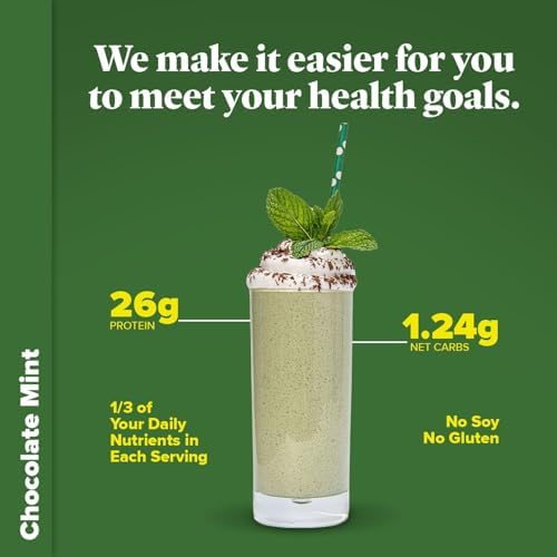 Keto Chow Chocolate Mint | Keto Meal Replacement Shake Powder | Nutritionally Complete | Low Carb | Delicious Easy Meal Substitute | Protein Rich You Choose The Fat | 21 Meal Serving