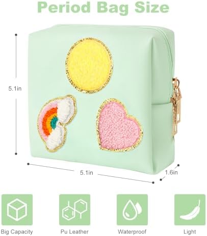 airogym Period Bag for Women, Sanitary Napkin Storage Bag, PU Leather Sanitary Pad Bags for Panty Liners, Tampons, Menstrual Cup Pouches, Sanitary Pads Organizer with Zipper