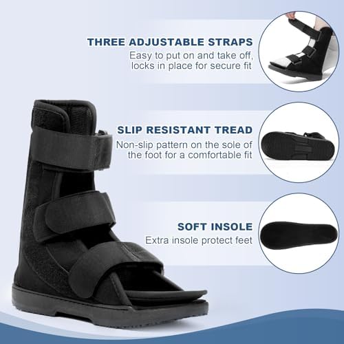 Estinko AFO Foot Drop Brace, Foot Drop Brace for Walking Drop Foot Brace Adjustable ALS, TBI, MS, Diabetes Stroke (Black, Small)