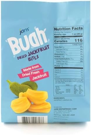 Jans Buah Dried Jackfruit Chips 7.05 oz (Pack of 6) Jack Fruit Chips – Real Fruit Snack – Gluten-Free, Sweet & Crunchy – Ready-to-Eat Healthy Snack – No Artificial Flavors – Perfect for Travel, Office, or Anytime Snacking