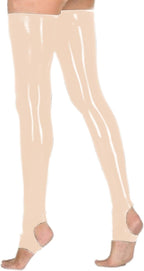 Lingerie PVC Stocking Open Toe Foot Stockings Faux Leather High Tube Dance Socks Thigh Highs Stock,Apricot,7XL