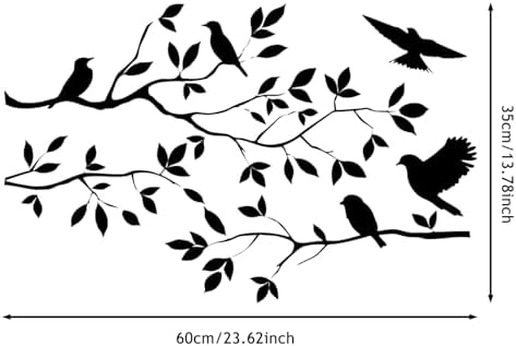 Bird Tree Branch Wall Sticker Decal Black Vinyl Wall Art Decor Peel and Stick Living Room Home Decoration