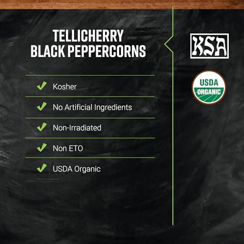Frontier Organic Tellicherry Black Peppercorns with Grinder, 1.76 oz