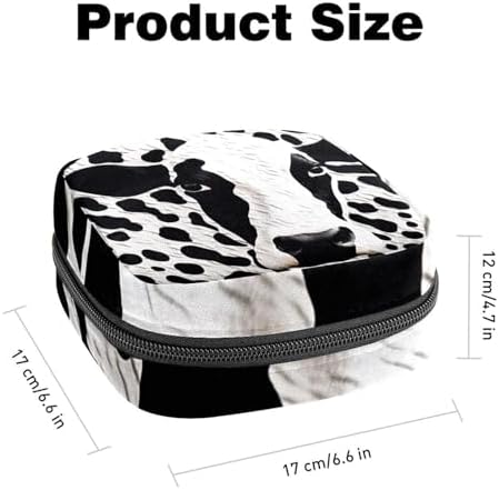 Sanitary Napkin Storage Bag,Period Bag,Pad Bag,Cow Print White Black,Period Pouch