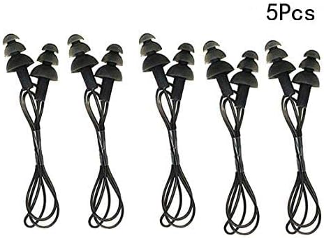 CTKcom 5 Pcs Silicone Gel Soft Earplug Corded String Ear Plugs for Swimming,Pack of 5,Black