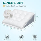 Bed Wedge Pillow for Sleep Apnea 10 Inch Gerd Pillow Patent Dual Layer Triangle Pillow Adjustable Shredded Memory Foam Topper Soft Support Ideal for Acid Reflux, After Surgery, Snoring
