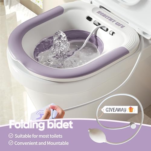 LeMeeOly Electric Sitz Bath, Unisex Foldable Sitz Bath for Toilet Seats, Sitz Bath for Postpartum Care and Hemorrhoids, Non-Slip & High Water Flow (Purple)