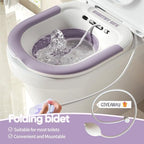 Electric Sitz Bath, Unisex Foldable Sitz Bath for Toilet Seats, Sitz Bath for Postpartum Care and Hemorrhoids, Non-Slip & High Water Flow (Purple)