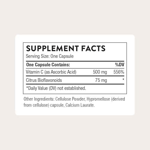 THORNE - Vitamin C 500 mg - Blend of Vitamin C and Citrus Bioflavonoids from Oranges - Supports Immune System, Cellular Energy Production & Collagen Production* - Third-Party Certified - 90 Servings