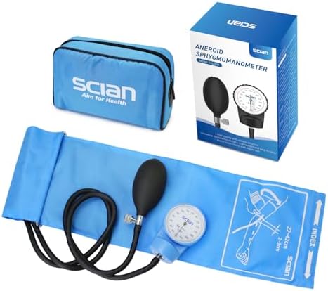 Scian Aneroid Sphygmomanometer - Blood Pressure Cuff with D-Ring Universal Cuff 10-16", Come with Carrying Bag for Nurse Doctor Senior Adult(Sky-Blue, Stethoscope Not Included)