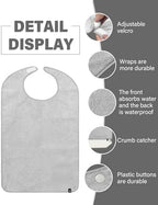 SPRING SEAON Adult Bibs WashableTowel Bibs for Eating Unisex Gift for Elderly Women Men Dining Clothing Protectors 2 Pack