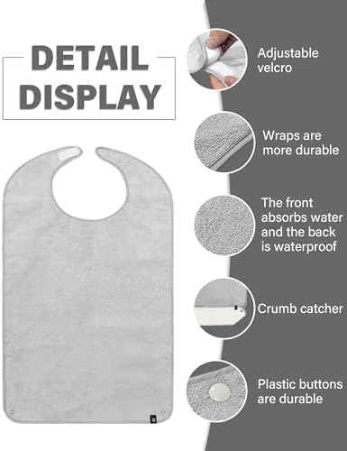 SPRING SEAON Adult Bibs WashableTowel Bibs for Eating Unisex Gift for Elderly Women Men Dining Clothing Protectors 2 Pack