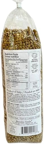 Bartolini Umbrian Lentils 17.6 oz. (500g) (Pack of 4) Dry Lentils from Italy - Perfect for Lentil Soup - Green and Brown - Dried Lenticchie - Umbria Whole