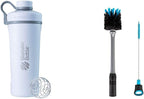 BlenderBottle Radian Shaker Cup Insulated Stainless Steel Water Bottle with Wire Whisk (26-Ounce) and BlenderBottle 2-in-1 Shaker Bottle and Straw Cleaning Brush