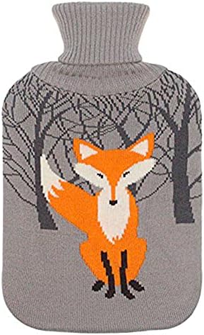 HomeTop Premium Classic Rubber Hot Water Bottle with Cute Fox Knit Cover