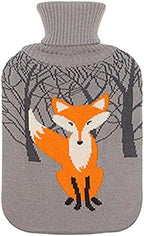 HomeTop Premium Classic Rubber Hot Water Bottle with Cute Fox Knit Cover