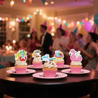 72Pcs Edible Summer Beach Pool Cupcake Toppers Wafer Paper Sun Flower Watermelon Water Gun Coconut Slippers Cupcake Picks Pool Party Birthday Tropical Luau Party Supplies