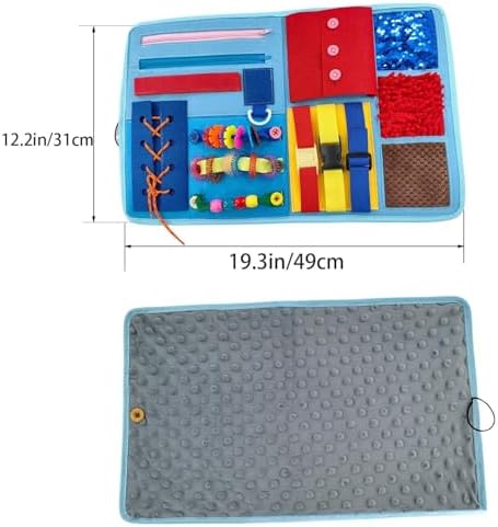 Fidget Blanket for Adults with Dementia & Alzheimer‘s,8-in-1 Sensory Activity Mat with Fine Motor Skills Items,Calming Therapeutic Aid for Seniors, Autism, Anxiety,Machine Washable & Portable
