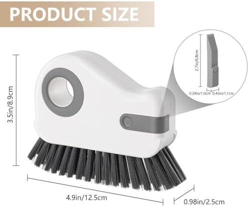 2 in 1 Groove Cleaning Brush, Window Track Cleaning Tools, Multifunction Window Track Cleaner with Hard Bristle and Hidden Scraper, Crevice Brush for Sliding Door Track, Window Seal, Sill (Max)