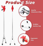 Sabary 10 Pack Suction Cup Reacher Grabber Heavy Trash Picker Grabber Tool, Long Handy Aids Nonslip Claw Reach Tool for Elderly Pick up Stick Arm Extension Litter Picker(Red,43 Inch)