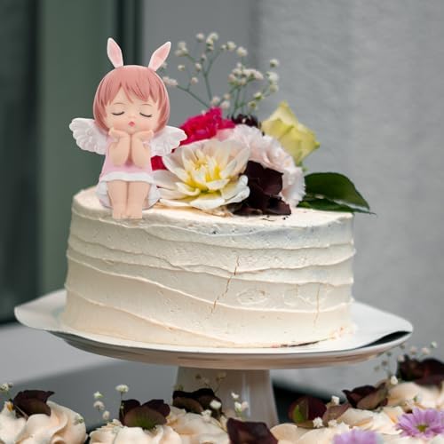 KESYOO Angel Cake Topper, Cute Doll Fairy Cake Topper Decorations for Kids Birthday Parties Baking Ornament 4.3 Inch