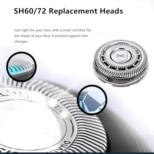 SH60 Replacement Blades Compatible with Philips Norelco Series 6000, SH60 Replacement Shaver Heads Compatible with Philips Razors S6880/81 S6850/85 S6810/82 Etc Modesl (3 pack)