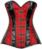 Daisy Corsets Top Drawer Brocade & Faux Leather Steel Boned Corset Underwear